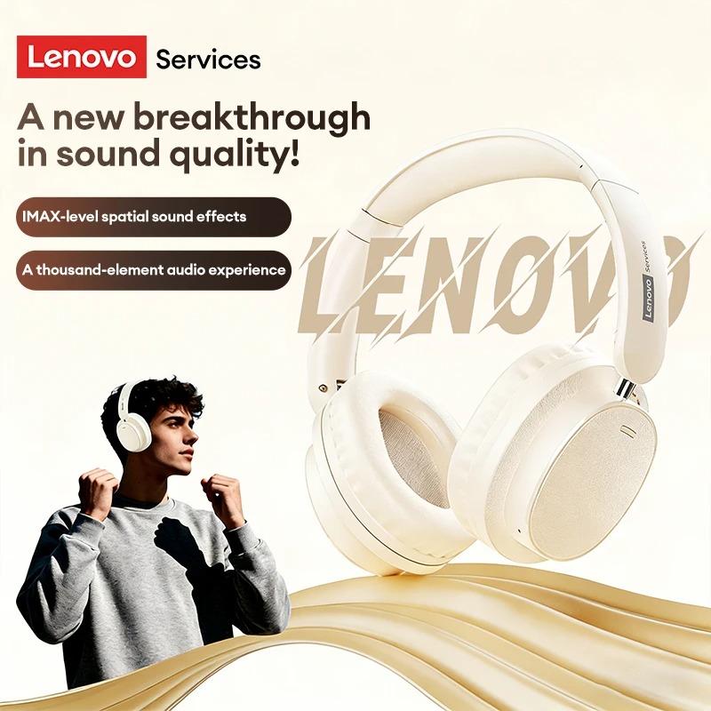 Retro Lenovo LS105 Kulak Üstü Kablosuz Kulaklık Katlanabilir Spor Deri 360° Tam Sarım Kulaklık Bluetooth 6.0 HD Çağrı Kulaklıkları ENC Gürültü Azaltma