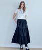 MARROT Shirred Frill Long Skirt_Black