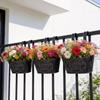 Retro Distressed Oval Wrought Iron Hanging Bucket with Detachable Handle for Courtyard or Balcony Flowers