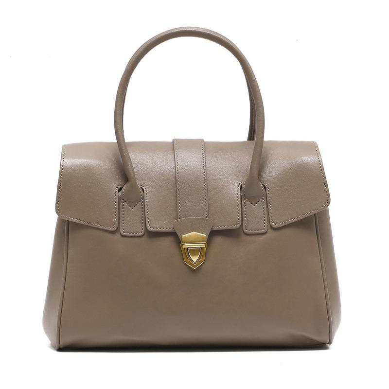 New First-layer Cowhide Tote Bag Large-capacity Briefcase Fashionable Atmosphere Handbag Retro Commuter Bag