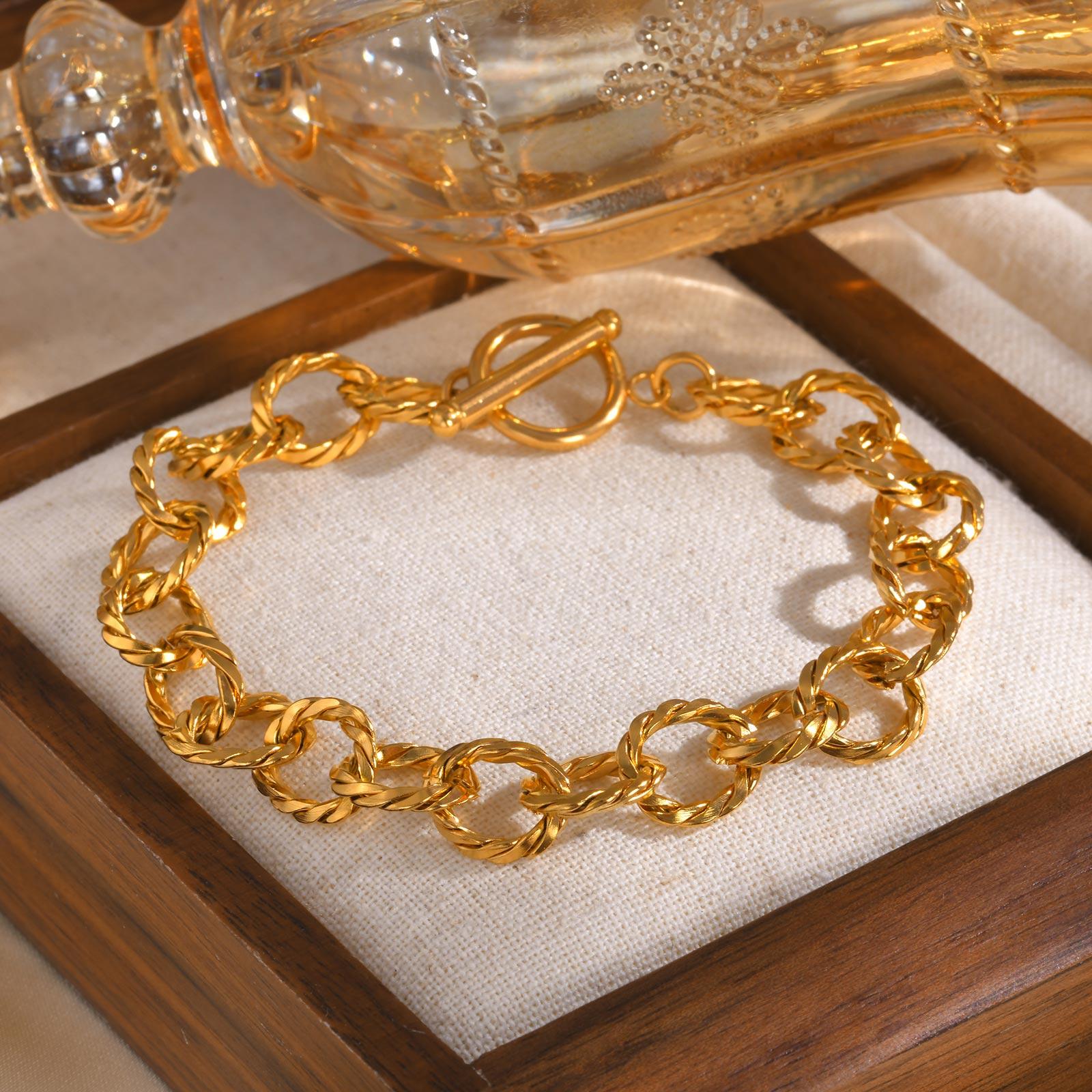 Simple Twist Chain OT Buckle Bracelet Women s Stainless Steel Gold Color Bracelets Fashion Jewelry Gifts