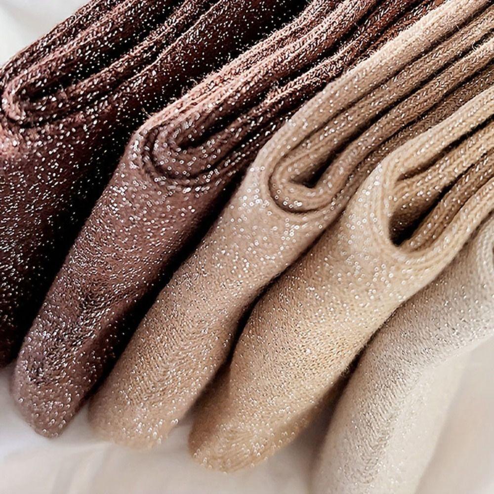 5 Pairs Solid Color Gold and Silver Stockings Cotton Warm Gold Silver Silk Socks Thickened Breathable Shiny Mid-calf Socks