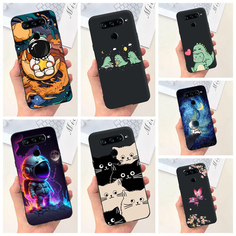 Case For LG V40 ThinQ Cartoon Astronaut Dinosaur Soft Silicon Black Cover For LG V50 V50S ThinQ 5G LG V30 2017 Bumper Phone Case