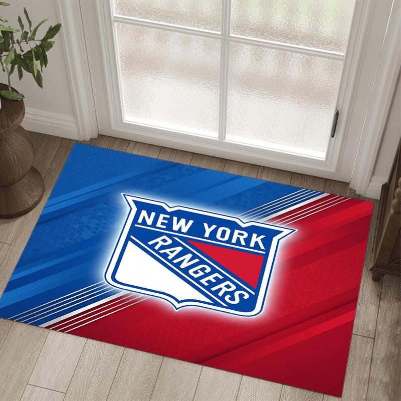 New York Rangers Design Crystal Velvet Carpet Cozy Non?Slip Printed Rug For Bedroom Living Room Entrance