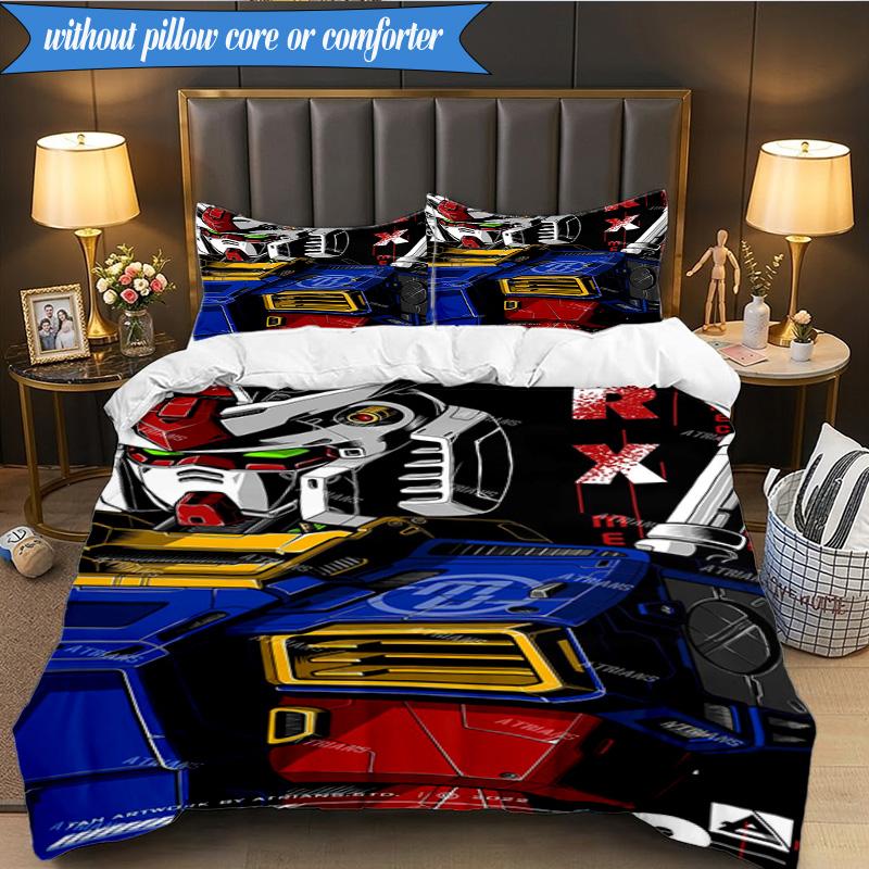 Mecha Armor Robotic Design 3pcs K-pop music group Bedding set,Ideal for Bedroom, Dormitory,Including Duvet Cover And 2pcs Pillowcases,Fan gifts
