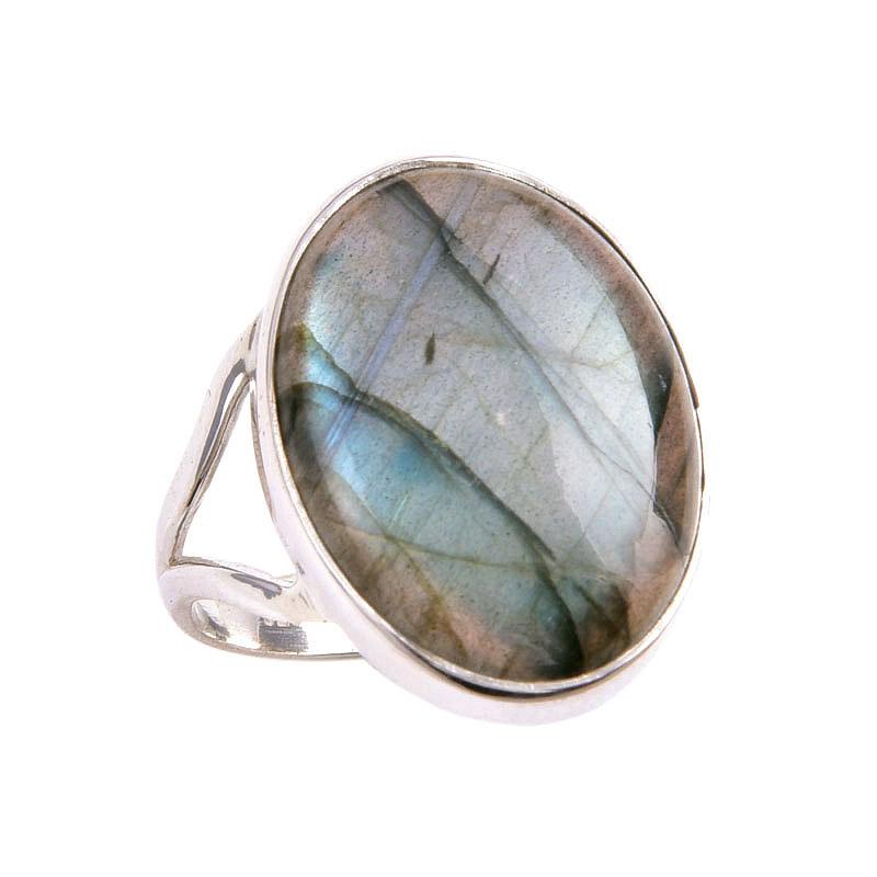 Natural Labradorite Gemstone 925 Solid Sterling Silver Jewelry Ring Size 9 l3t95