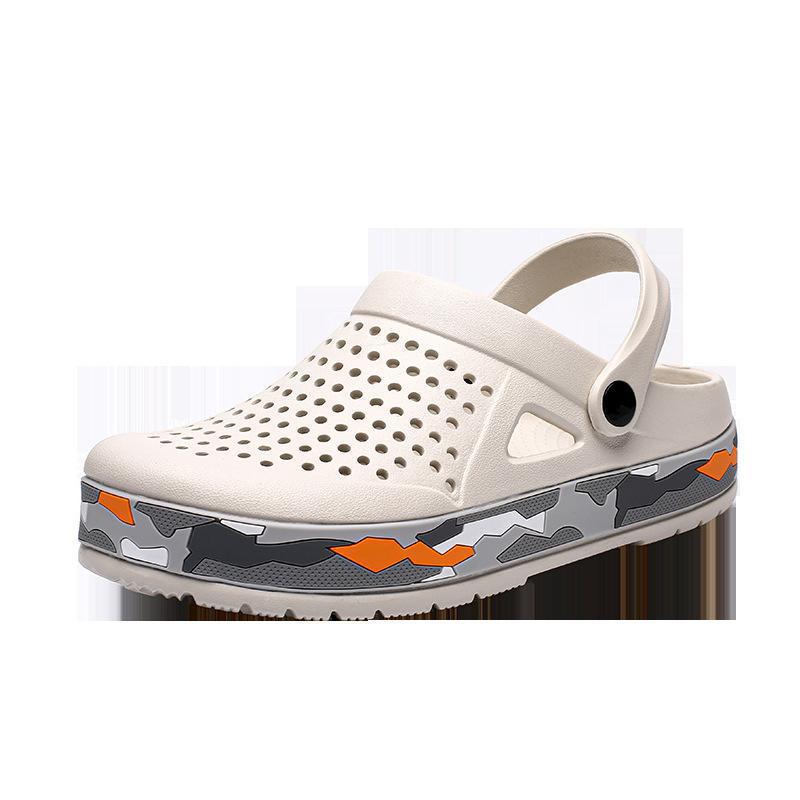 

2025 summer new men s sandals casual fashion garden shoes outdoor slippers breathable hole beach shoes 40 белый