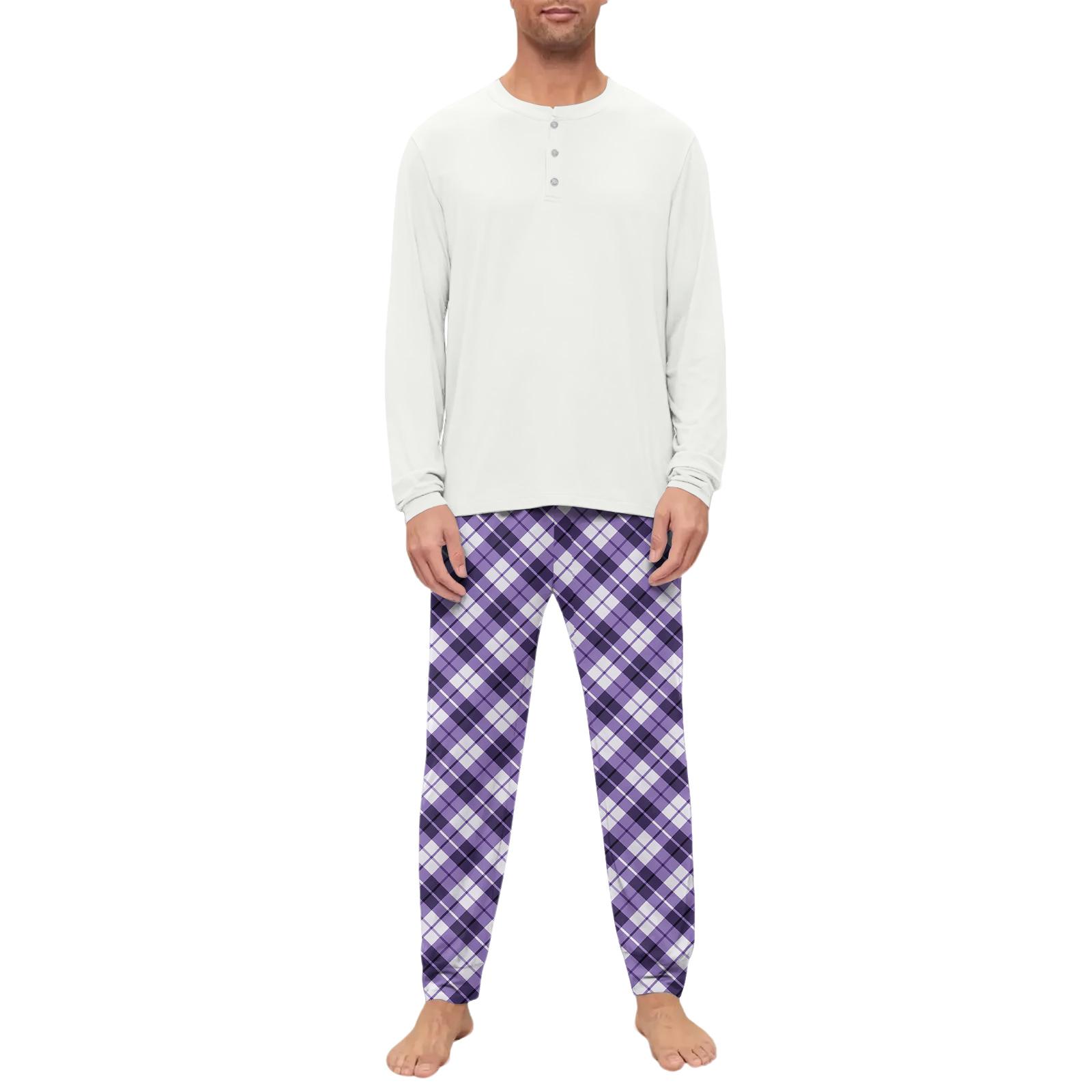 

Мужской пижамный комплект, с длинным рукавом и длинными брюками, двухпредметный комплект XL белый