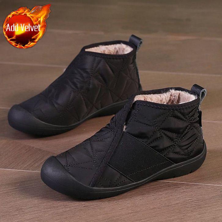 

Зимние женские сноубутсы на флисовой подкладке с круглым носком и мягкой подошвой, распродажа, мода 2025, шик и элегантность, большой размер, теплая женская обувь 44