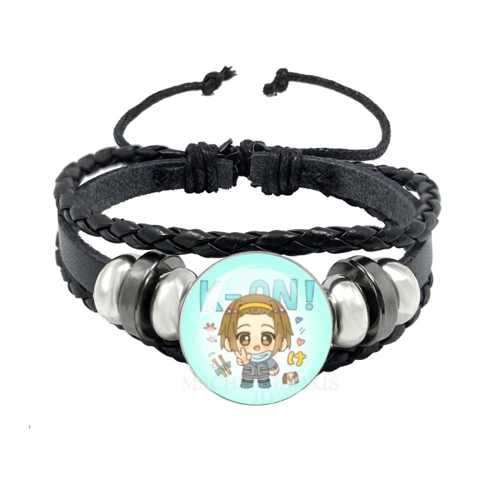 Anime K-ON Leather Bracelets Hirasawa Yui Akiyama Mio Tainaka Ritsu Multilayer Braided Black Bracelet Bangles Jewelry Gift