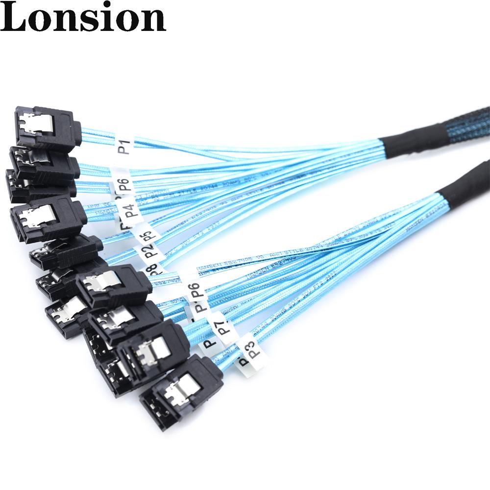 

8x SATA 7P Female to SSD 12G Cable 0.5m чёрный