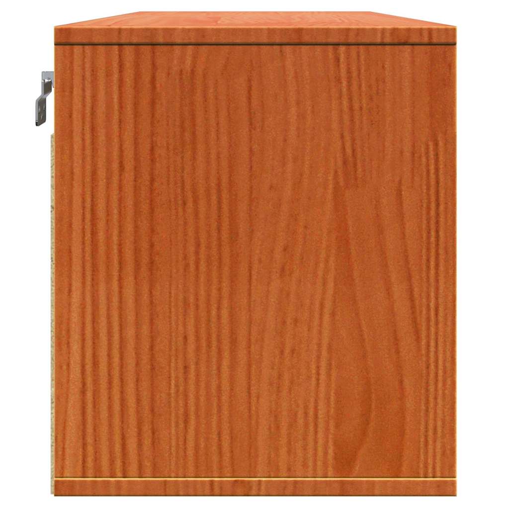 Wall Mounted Cabinet Wax Brown 100 x 30 x 35 cm Solid Pine Wood