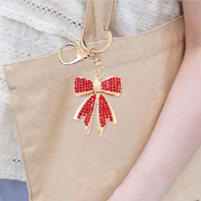 Women Rhinestone Bow Keychain Sparkling Bow Bag Charm Faux Crystal Key Chain Car Pendant
