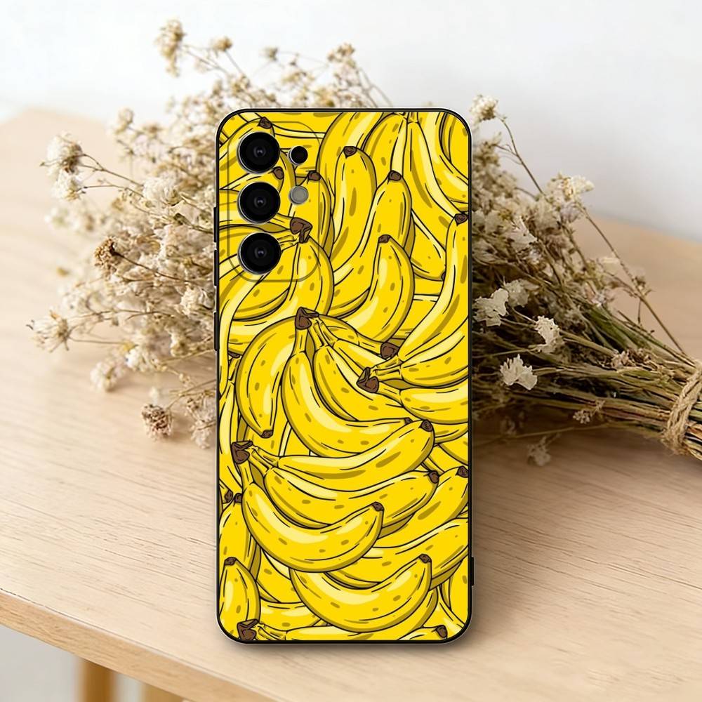 

cute banana fruit pattern Phone Case Black Silicone Soft For Samsung S25,S24,S21,S22,S23,S30,Ultra,S20,Plus,Fe,Lite Samsung S23ULTRA5G