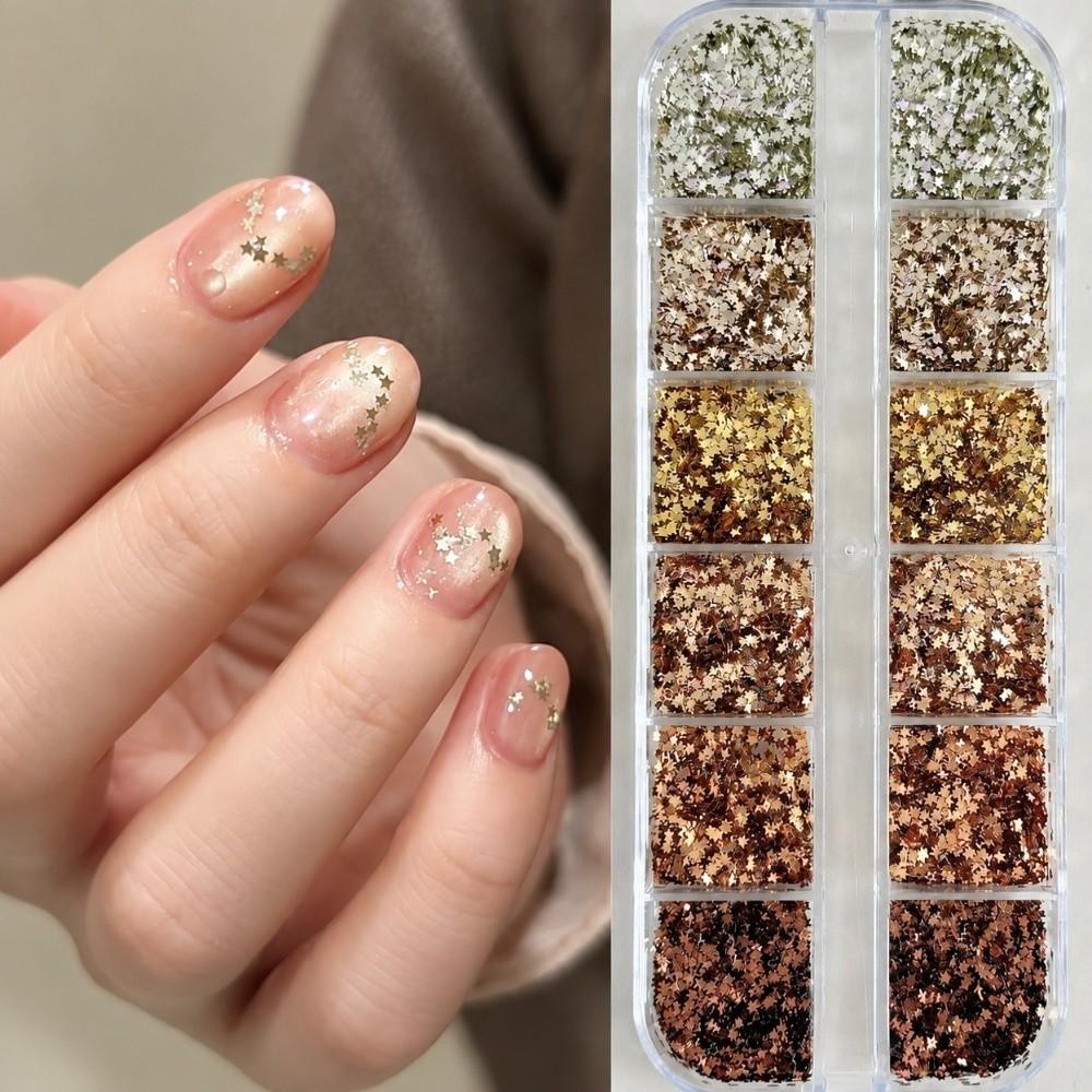 12 Grids Nail Art Glitter Set Polka Dots Nail Charms Decorations Nail Decoration