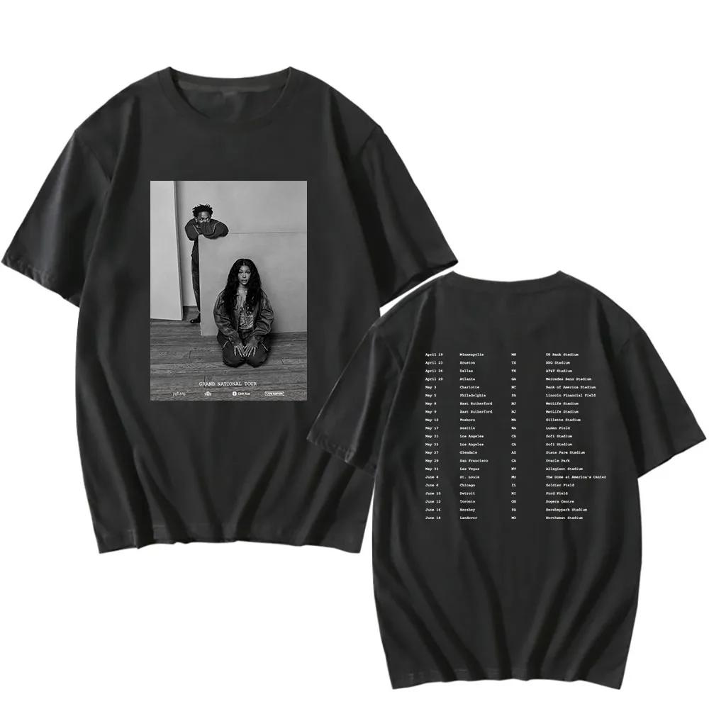 Kendrick Lamar X SZA GrandNational Tour 2025 Tshirts GNX Album Graphic Print T-shirt Cotton Summer Soft Tee-shirt Unisex Men Top