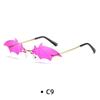 Small Cat Eye Sunglasses Women Luxury Brand New Rimless Punk Sun Glasses Bat Shape Unique Eyeglasses Men UV400