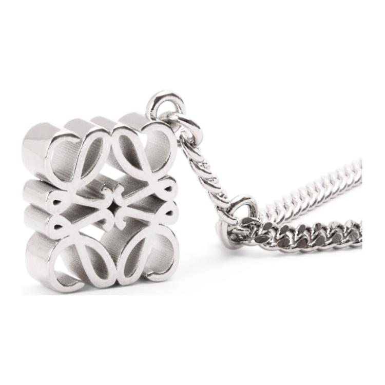 Loewe Logo Pattern Decorative Personality Brass Necklace Women Necklace Silver N691420X01-9230