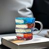 Tazza da Caffè Dipinta 3D 350ml Novità Tazza da Tè in Vetro Divertente Bicchiere per Topi di Biblioteca Regali Unici per Lettori Scrittori Bibliotecari