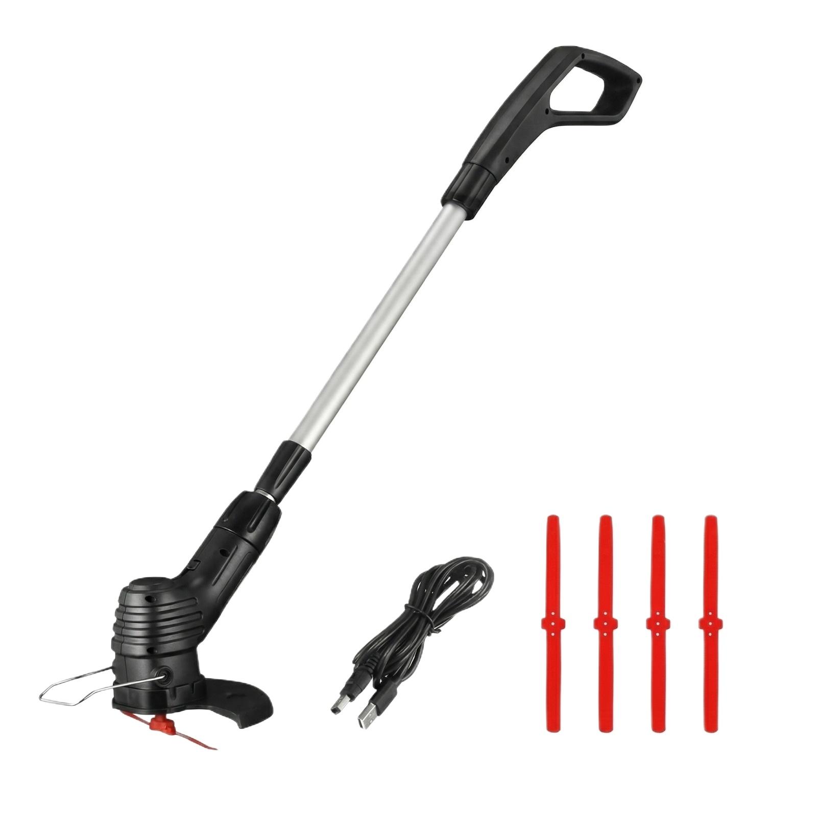 

Mini Portable Electric Grass Trimmer Cordless Lawn Mower Rechargeable Weed Cutter with Adjustable Handle and Replacement Blades for Outdoor Gardening червоний