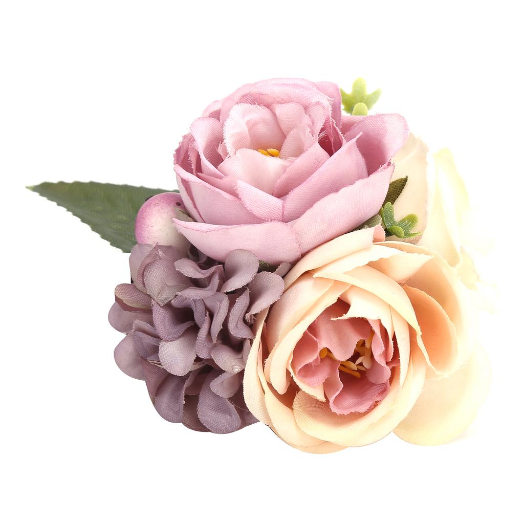 2Pcs/Bag Bridesmaid Wrist Flower Artificial Hand Flower for Wedding Anniversary Cocktail PartyPurple
