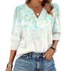 Women's Fashion Casual 3/4 Sleeve Print Shirt Women's V-Neck Tops