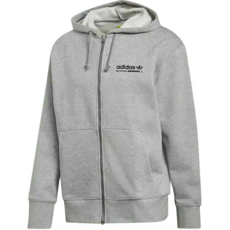

Adidas Letter Pattern Zipper Hoodie Cardigan Sweatshirt Men Outerwear Gray DH4990 L