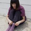 Monochrome [online Exclusive]25 Rough Dyeing Socks (purple)