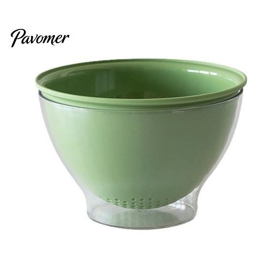 Space Saving Kitchen Organizer for Vegetables Double Layer Drain Basket, Fruit And Vegetable Washing Bowl, Transparent Bowl with Holes PET Fine