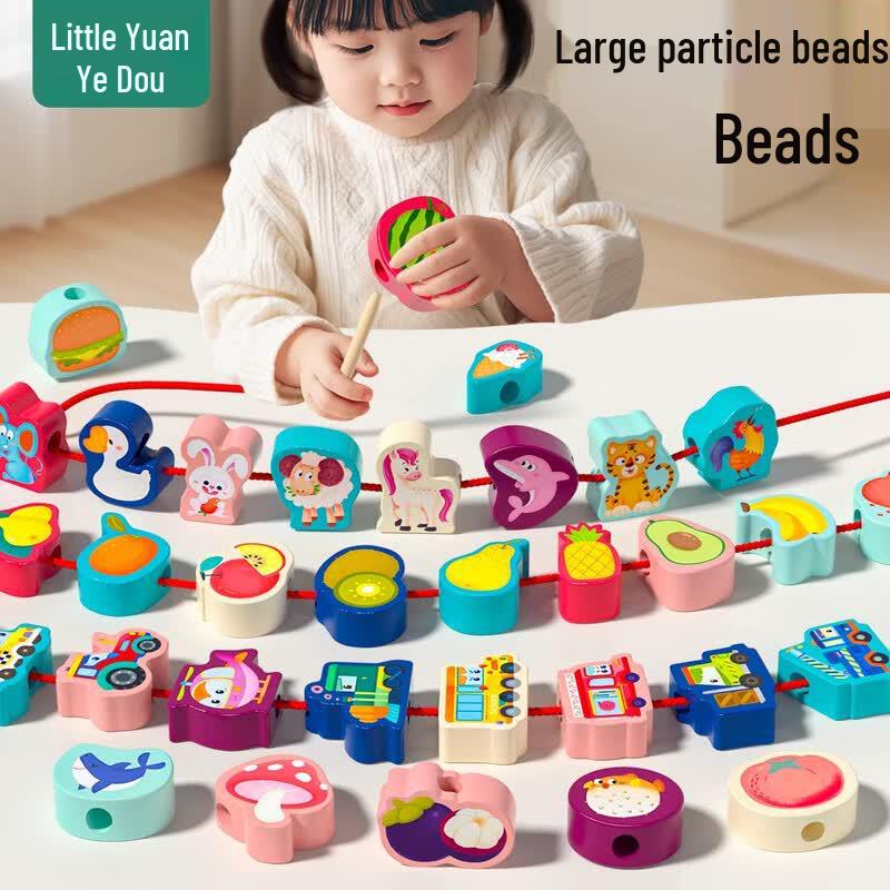 Little Wonder Bean Kids Wooden Threading Beads Toy