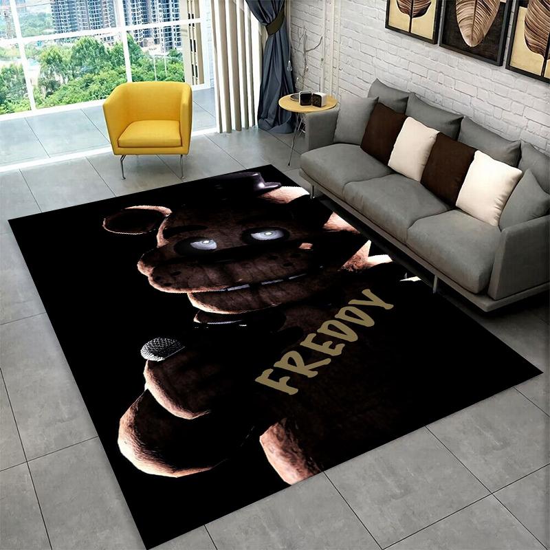Klasický F-FNAF Hororová Hra Freddy Koberec Kobereček do Herny Ložnice Obývacího Pokojíku Pohovky Domácí Dekorace, Dětský Kobereček Protiskluzová Podložka