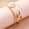 Boho Summer Beach Shell Anklet Multi-layer Pearl Anklets Bracelet Chain Women Girls Party Holiday Jewelry Gift