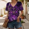 Fashionable New Casual Women's Clothing Color Pattern 3D Printed V-neck T-shirt Daily Loose Women's Short Sleeved T-shirt