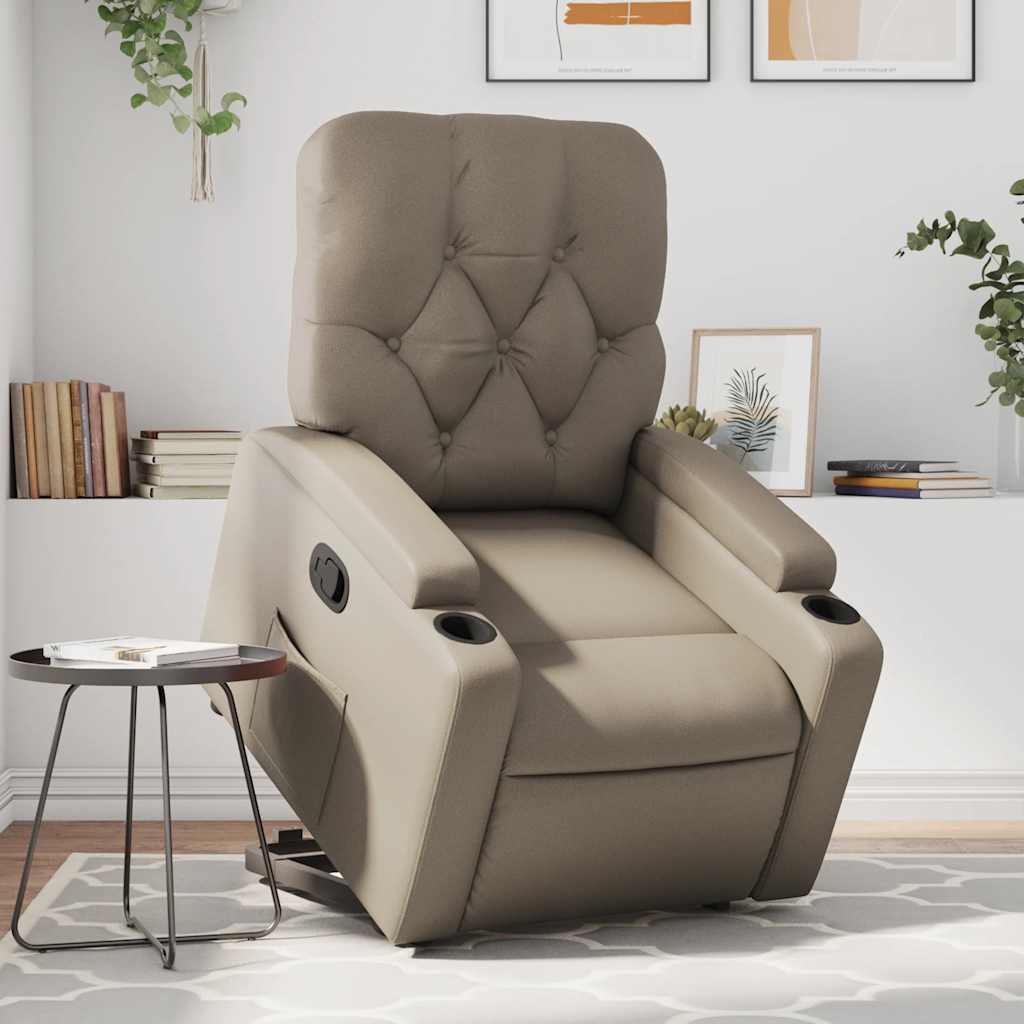 Recliner with Rising Aid Cappuccino Brown Artificial Leather