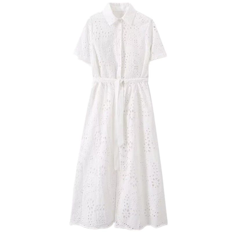 

Women s Clothing 2024 Summer New Arrival Silm Dress Embroider White XS