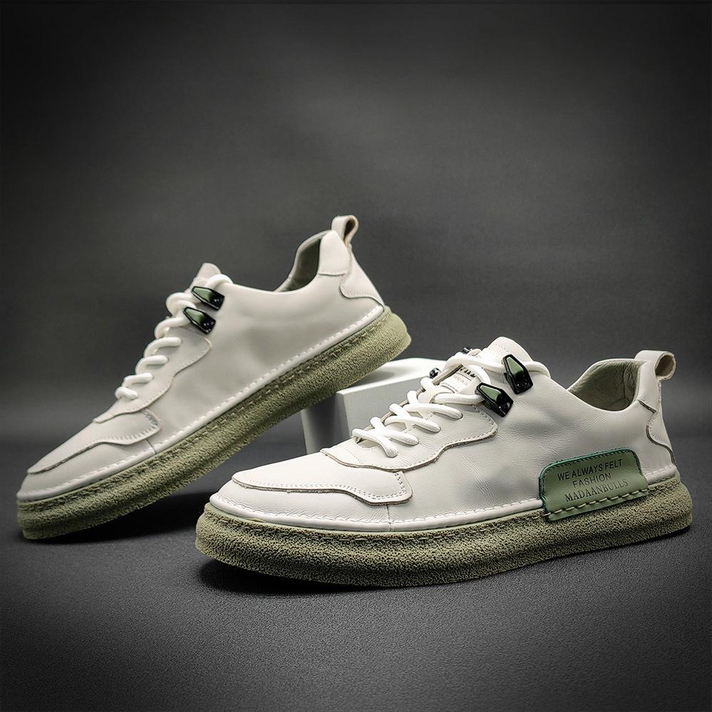 

Мужские премиальные кеды из натуральной кожи: Универсальная, износостойкая мягкая подошва для повседневной, деловой и спортивной обуви. 41 зелёный/белый