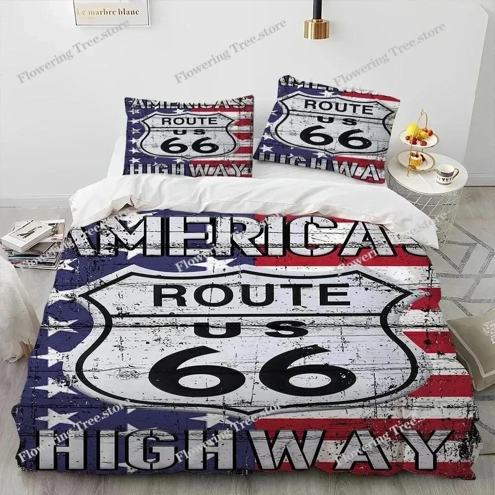 3D Print Historic Route 66,Mother Road,Comforter Bedding Set,Duvet Cover Bed Set Quilt Pillowcase,king Queen Size Bedding Set029