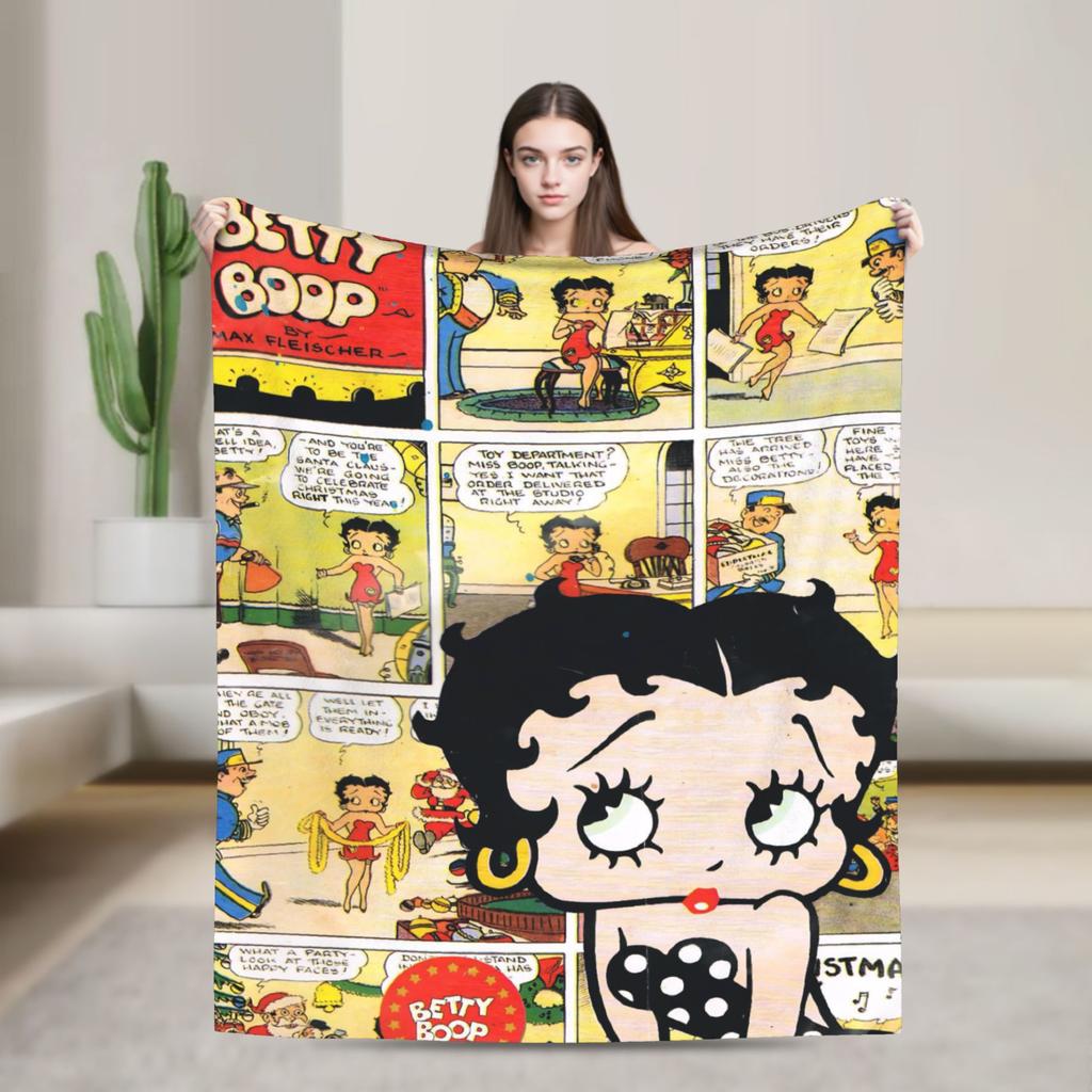 B-Bettys Boops Throw Blanket for Couch  Soft Fuzzy Plush Blanket 50x60 Inch Multi-size Bedspread for All Seasons