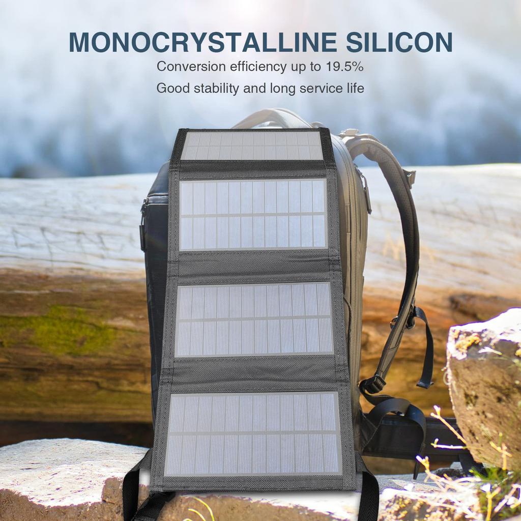 IP65 Solar Panel Folding Charger Portable Battery Charger for Cell Phone Camping Accessories Outdoor Waterproof Power Bank