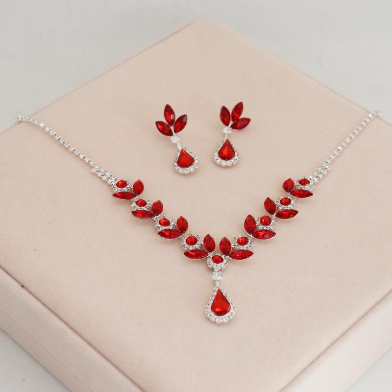 Crystal Purple Rhinestone Necklace & Earring Set: Elegant Evening & Bridal Accessories