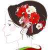 Hair Ornament Set Furisode Ceremony White Red Tsumami Crafts Crepe [Kyoto Usagido] 2-piece Coming-of-age Kk-094