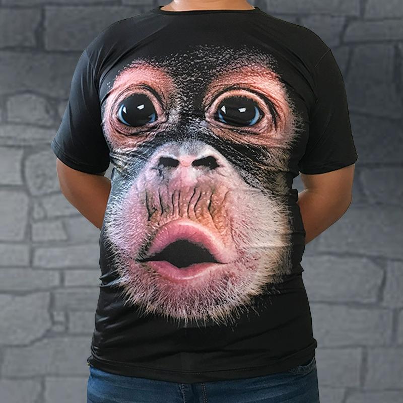 Fake Abdominal Muscles and Bust Funny Men's T-shirt 3D Tattoo Clothes Pattern Animal Personality Event Short-sleeved T-shirt Trendy Annual Party