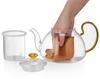 Pokaro Tea Heat-Resistant Glass Teapot, 1350ml, Handmade Glass Teapot, Stylish Transparent Teapot, Heat-Safe, Microwave-Safe, Easy To Clean, Large
