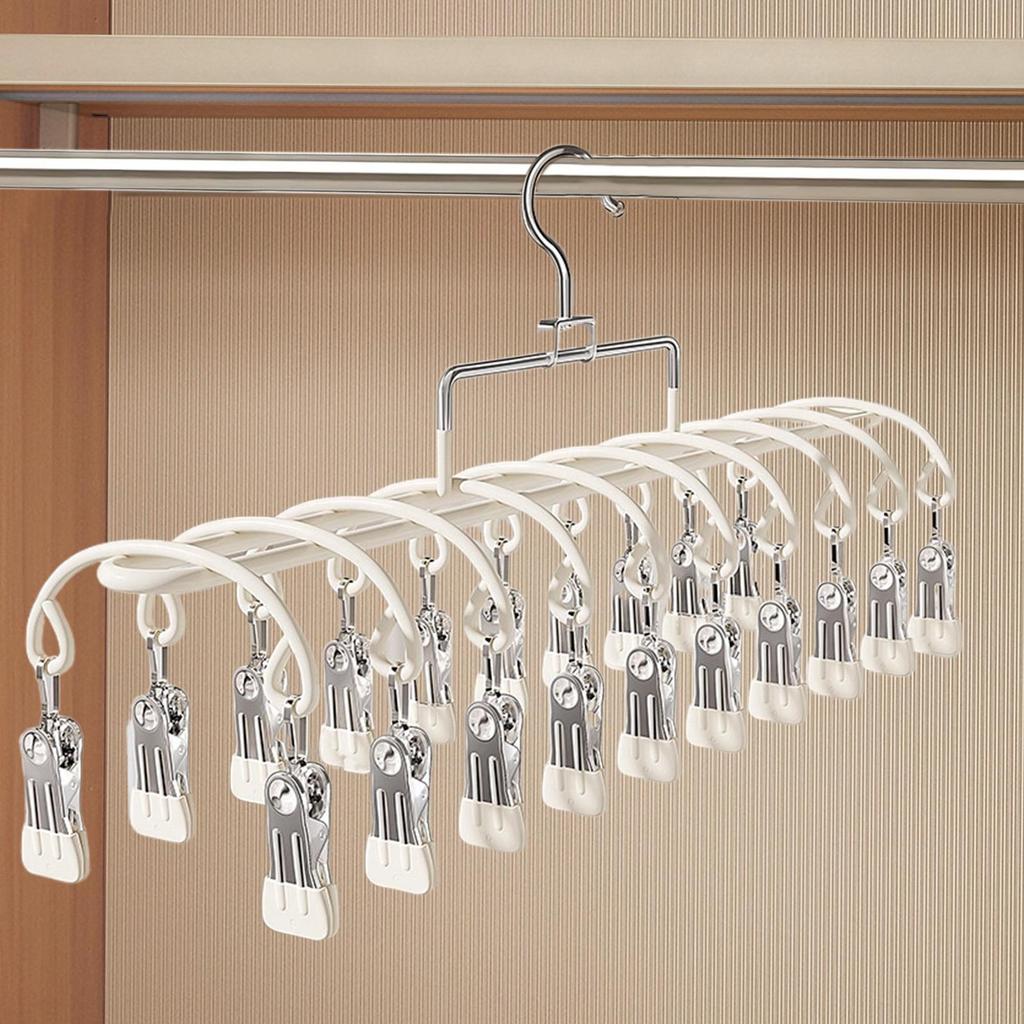 11 Clips Legging Organizer & Drying Rack, Space Saving Hanging Closet Storage, Multi-Use Pants Skirt Scarf Holder for Home Dorm