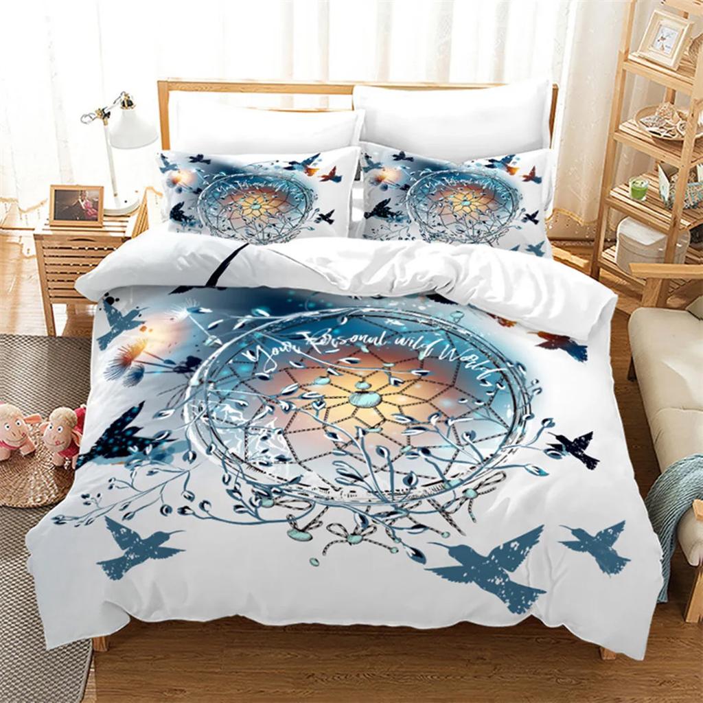 Microfiber Exotic Animals Duvet Cover Bohemia Mandala for Women Men Kids for Bedroom Decorations Wolf Dreamcatcher Queen King