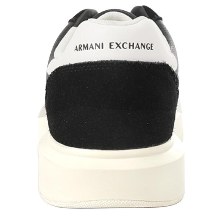 Armani Exchange Leather Lace-Up Thick Sole Low-Top Sneakers Men sneakers Black White XUX254XV950K001