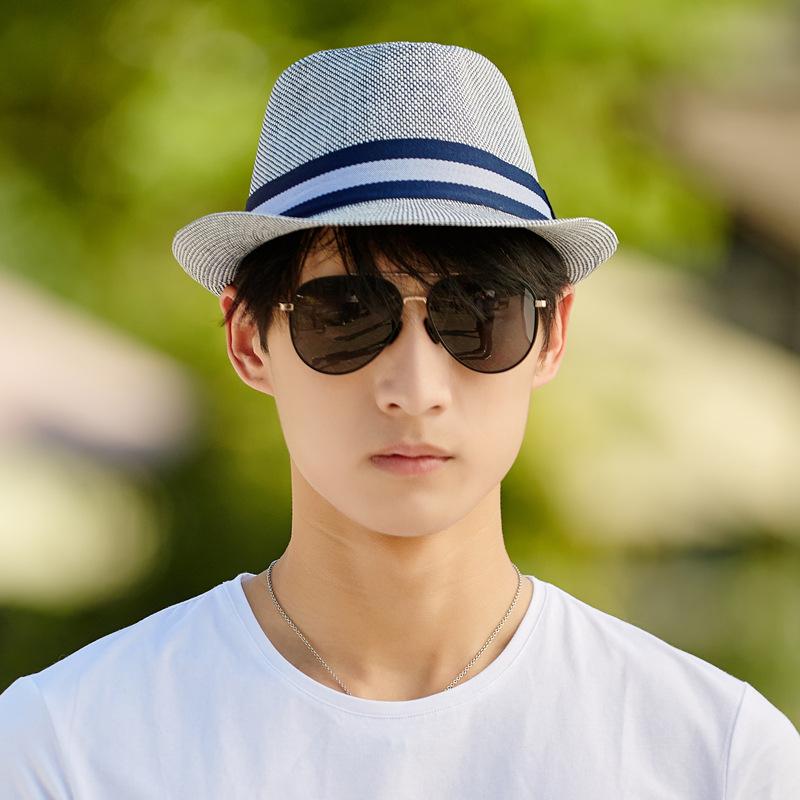 

Summer sun protection straw hat beach sun hat wind men s versatile jazz gift hat sun hat One Size
