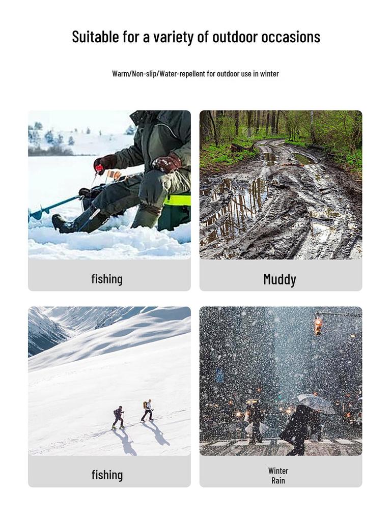 Pánské nadměrné voděodolné protiskluzové teplé sněhule s velurem a silnou bavlnou pro pohodlí v chladném počasí