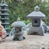 Gazebo retrô lanternas chinesas mini pagode modelo decoração pedra estátua em miniatura arenito acessórios para casa