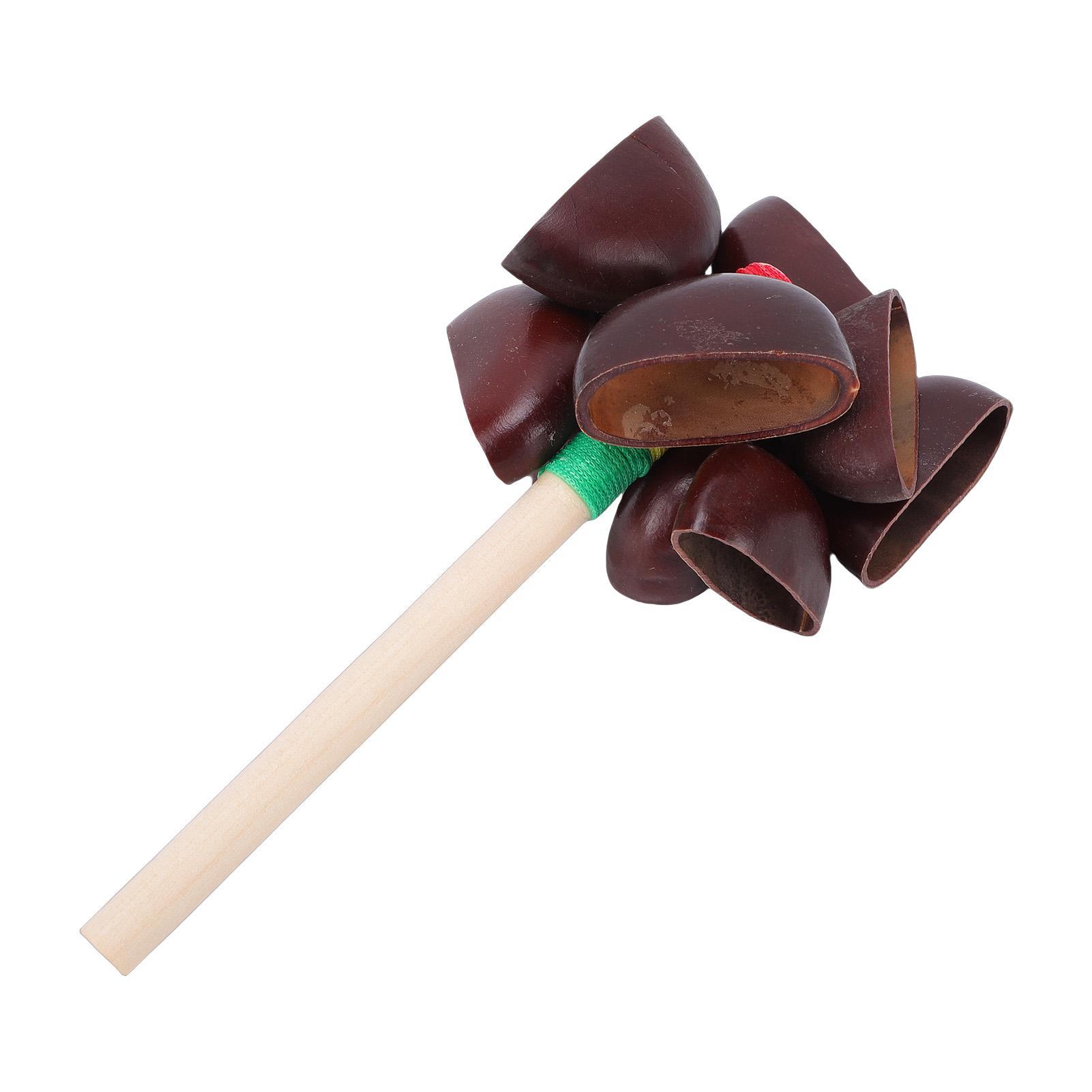 

Handmade Seed Shell Shaker Maraca Musical Instrument Nutshell with Mahogany Handle Natural Shell Percussion for Yoga Meditation